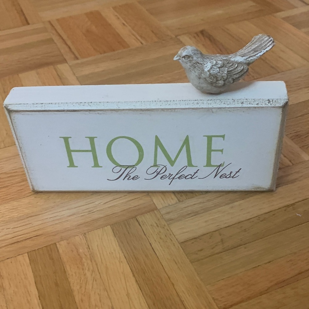 8.5” x 3.5” x 1” Decorative Home Sign with Bird Accent